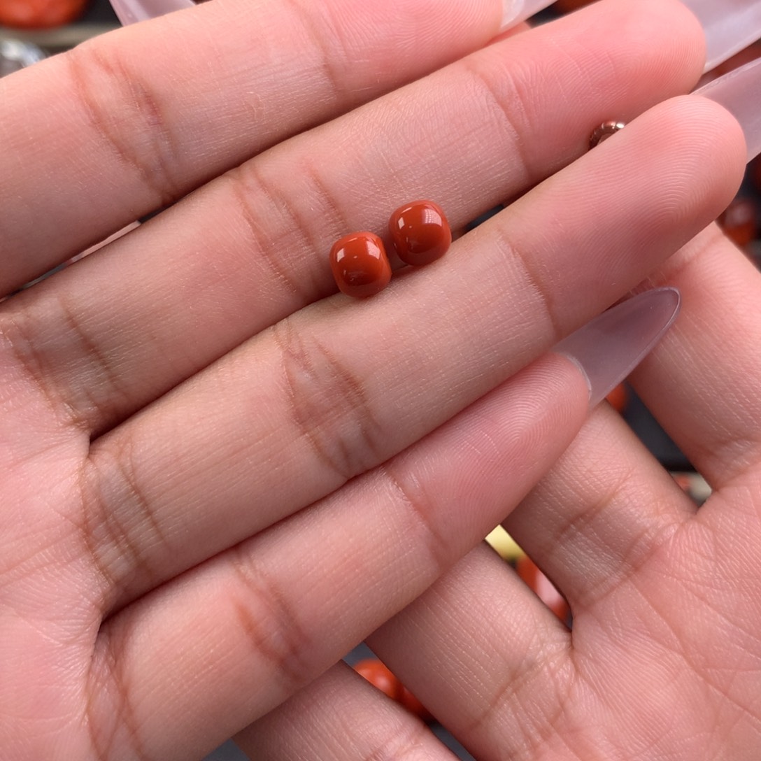 南红玛瑙老型对珠8未镶嵌