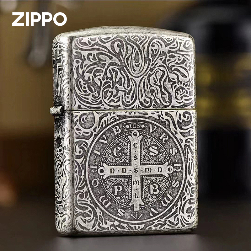 ZIPPO/之宝打火机仿古银康斯坦丁复古盔甲煤油防风男士礼物- DYJ1