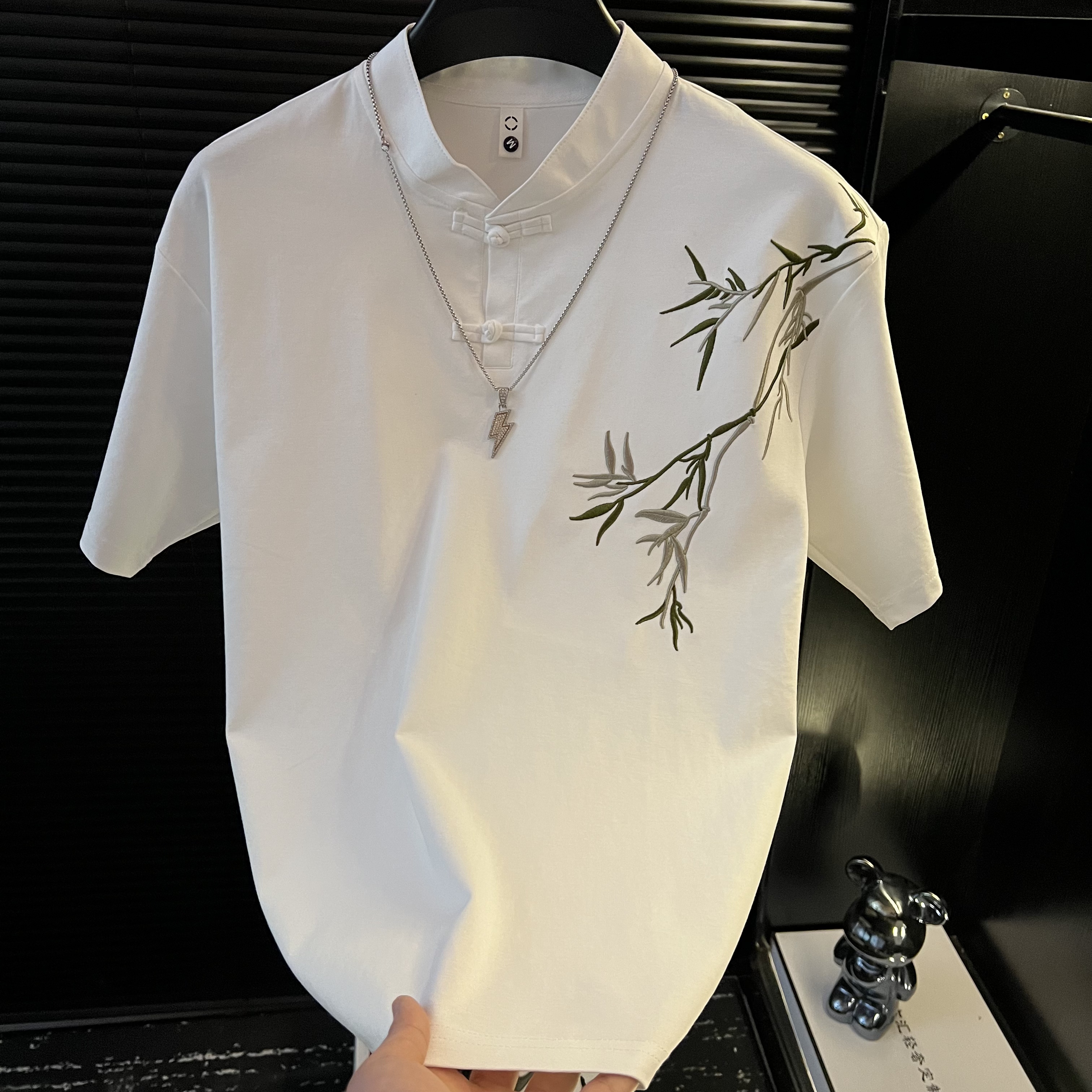 H-夏季男士新款高档新中式中国风痞帅半袖男装衣服潮牌短袖T恤