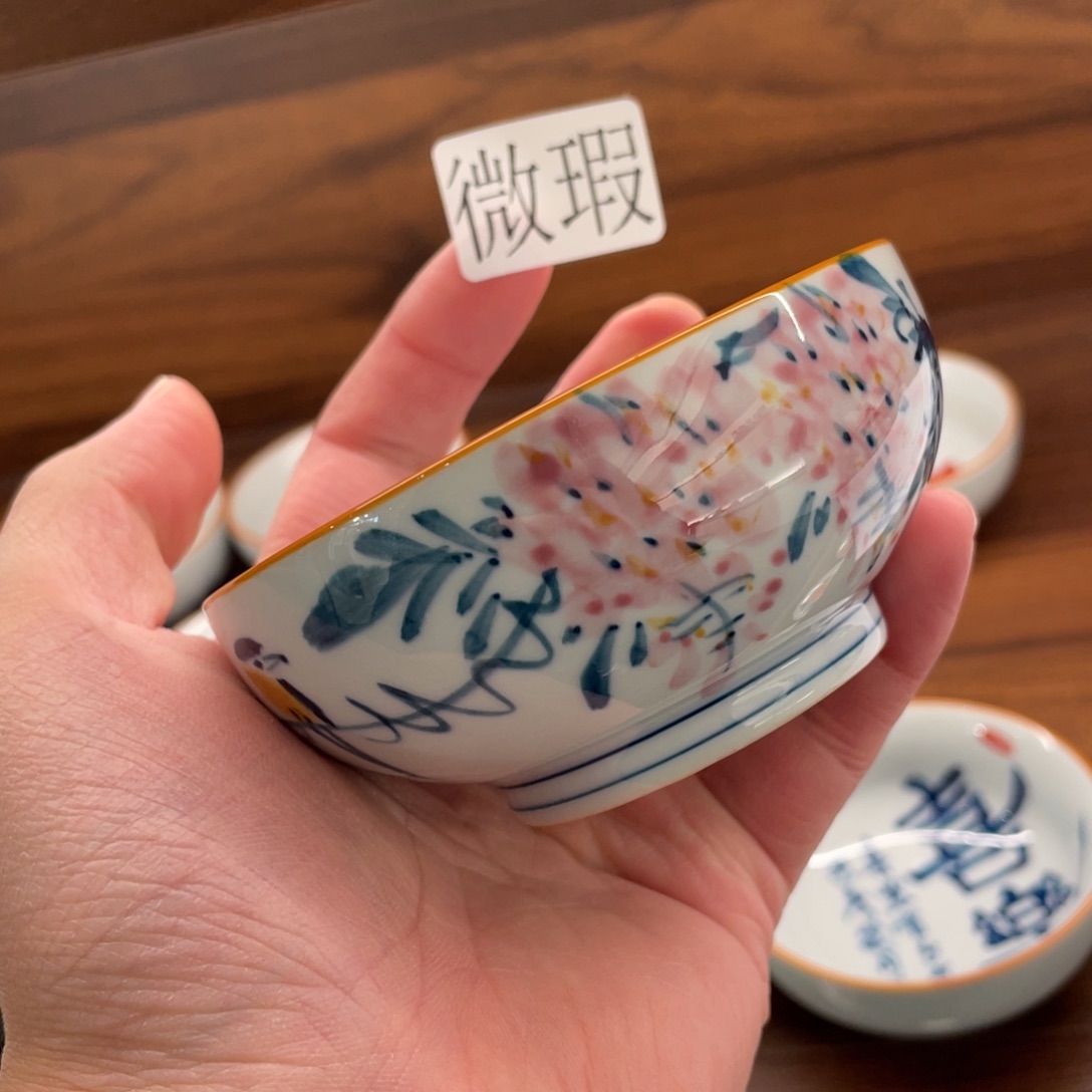 釉下手绘茶具微瑕