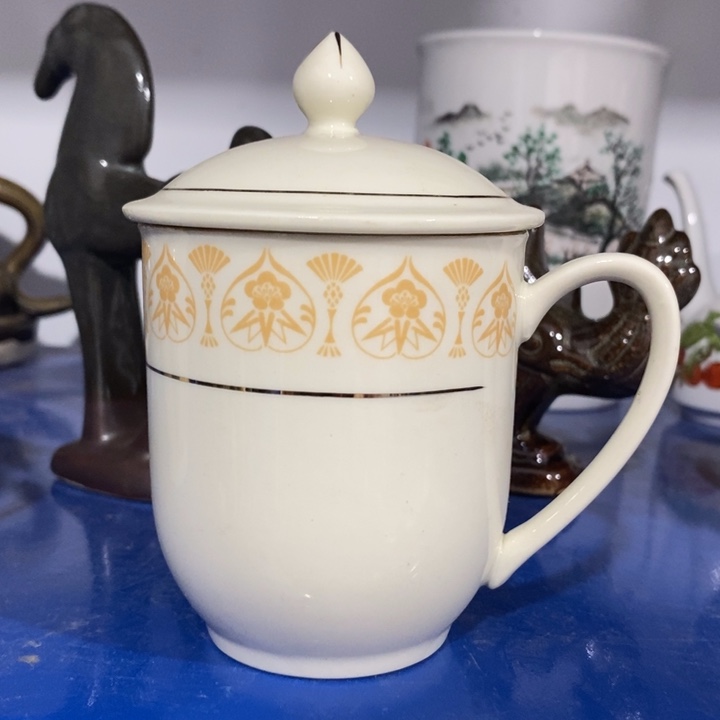 瓷片春蕾象牙瓷盖杯约280ml