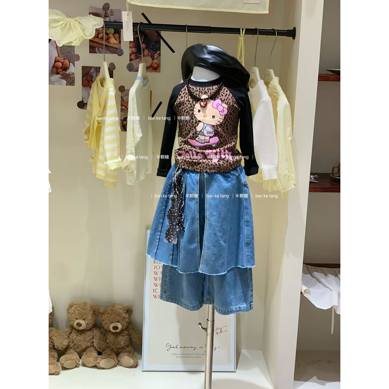 51167-51168现货【清仓 no退no还】女童豹纹KT长袖上衣