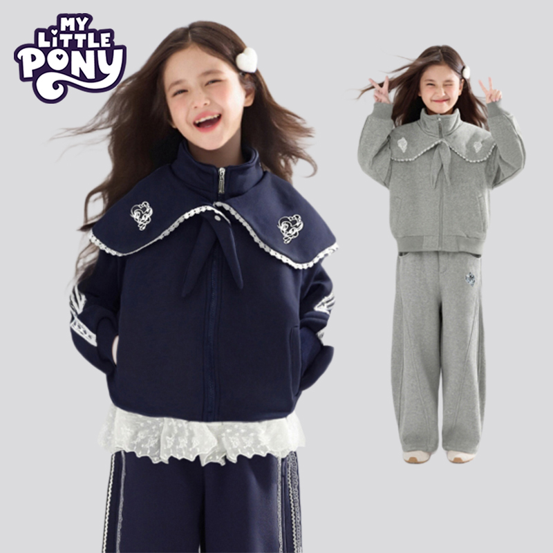 小马宝莉女童加绒外套秋冬2025新款保暖卫衣拉链半高领开衫上衣冬