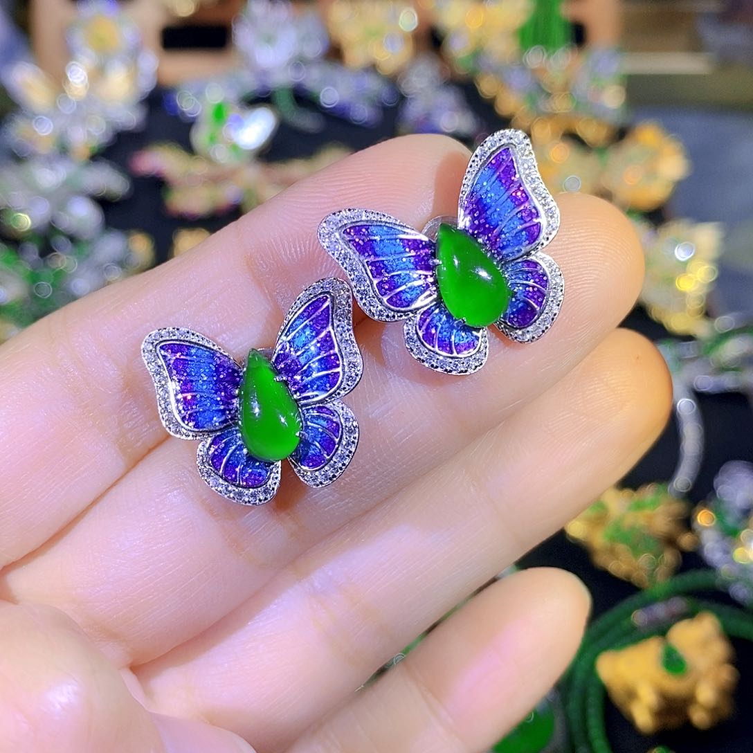 吊坠(不含链)银S925镶嵌翡翠