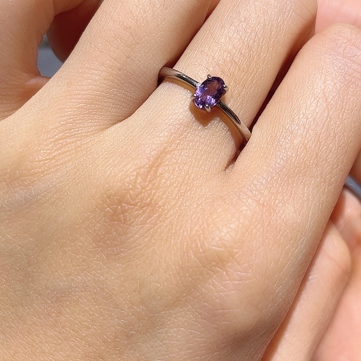 紫晶戒指银S925镶嵌111111