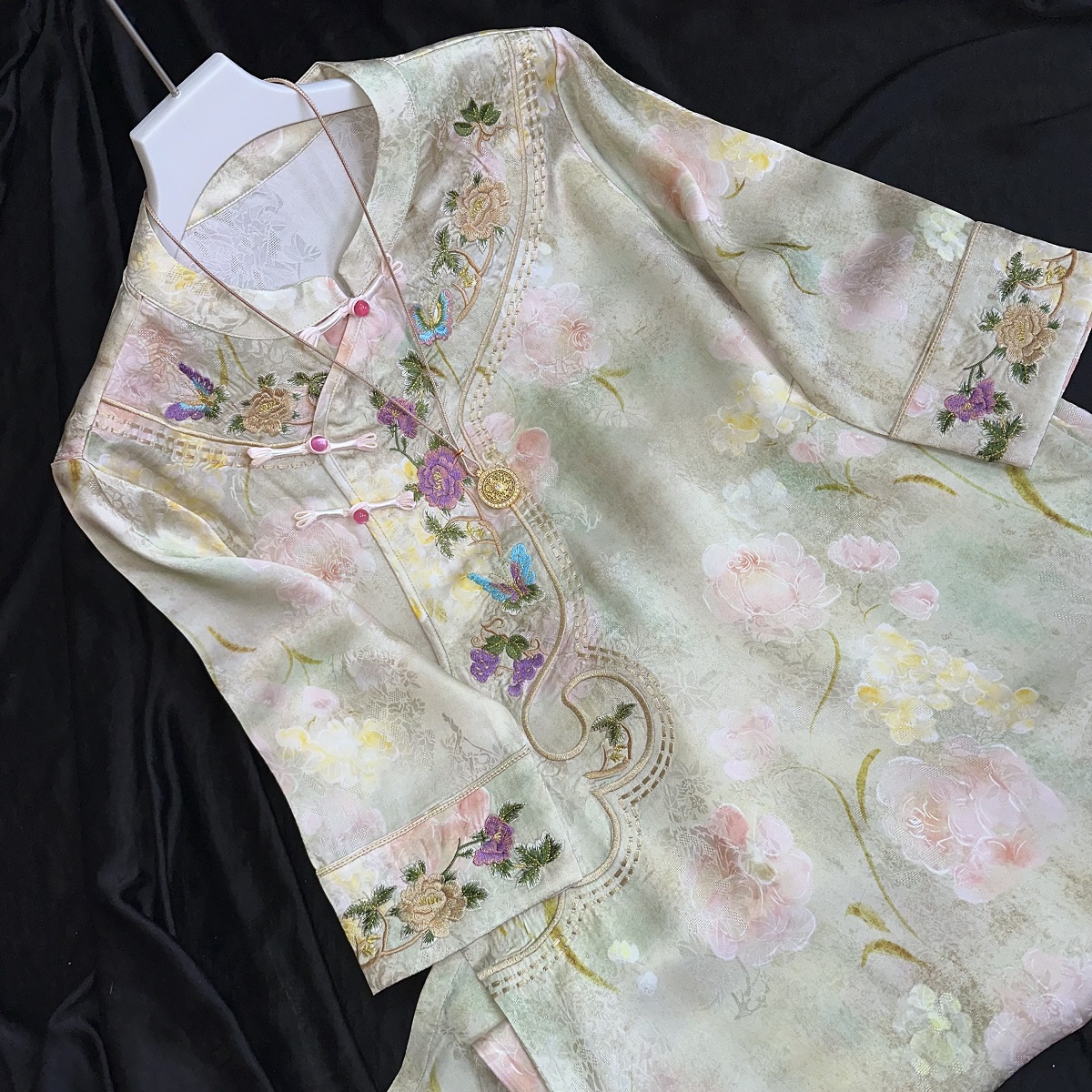 0223-常熟新中式【花千树】夏季新款老料重磅小个子轻薄连衣裙