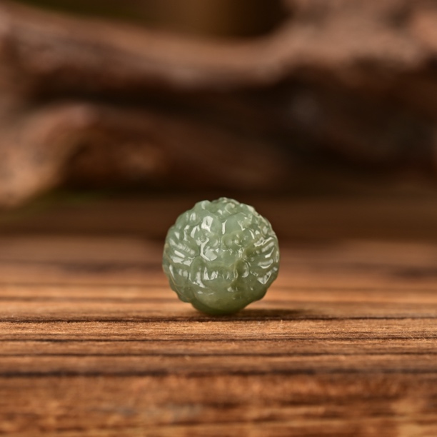 和田玉新疆且末料青玉龙珠单散珠圆珠雕刻配珠文玩手串DIY手工