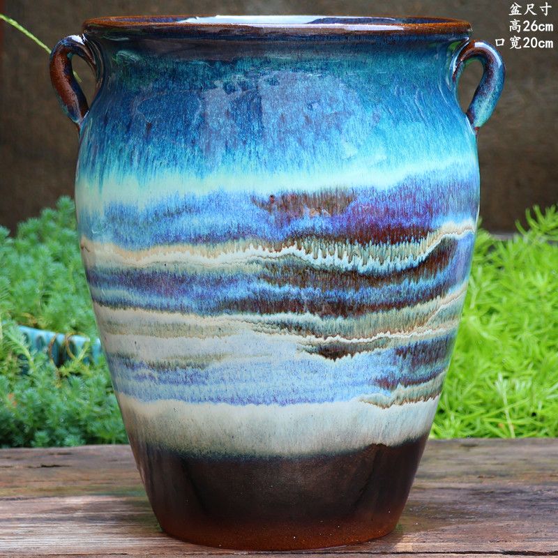 特大号家用大口高花盆粗陶陶瓷三角梅盆栽多肉老桩庭院盆景紫砂盆