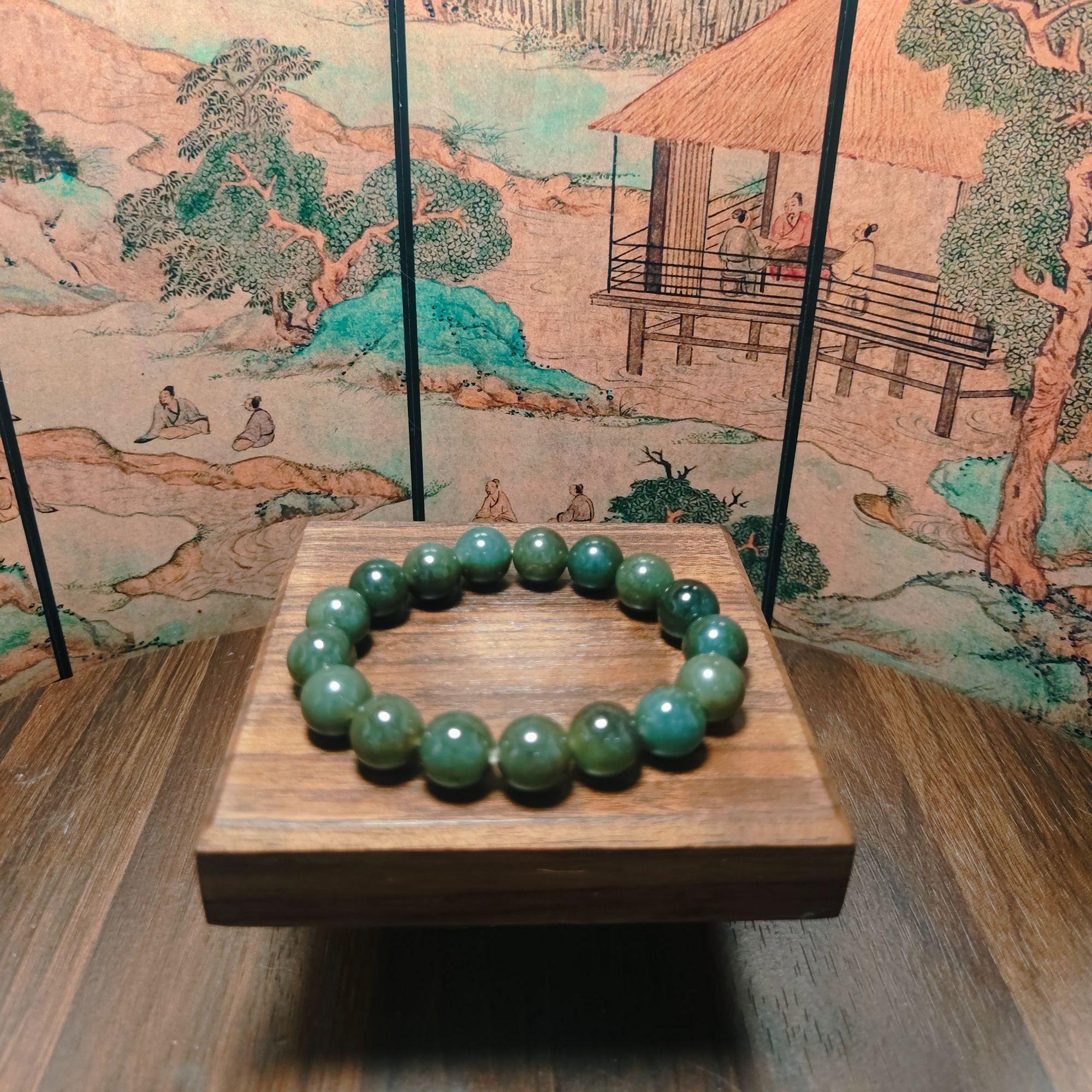 O和田玉圆珠手串（卡12）1199