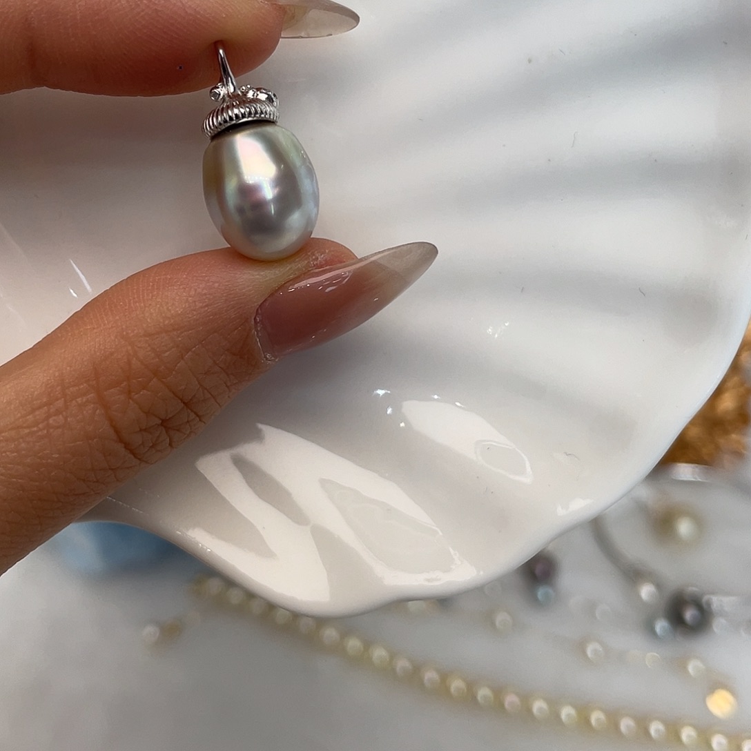 海水珍珠银S925镶嵌吊坠(不含链)
