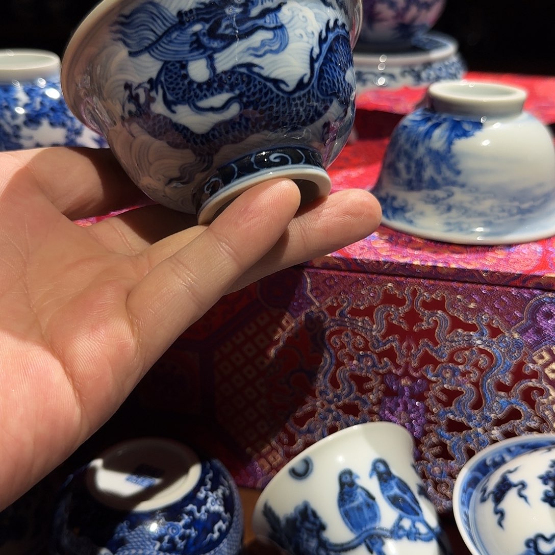 陶摆件景德镇高端微瑕龙杯