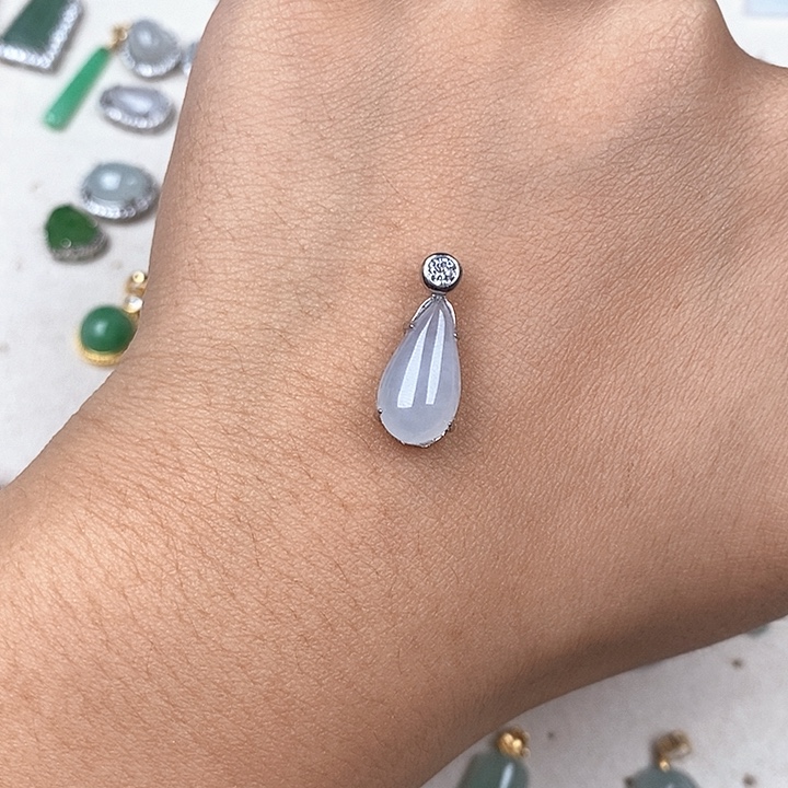 吊坠(不含链)银S925镶嵌翡翠