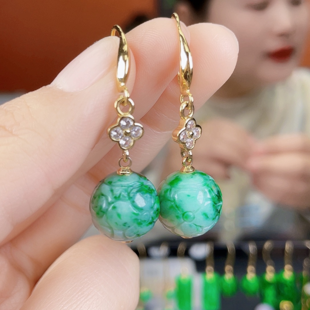 翡翠未镶嵌耳饰饰品