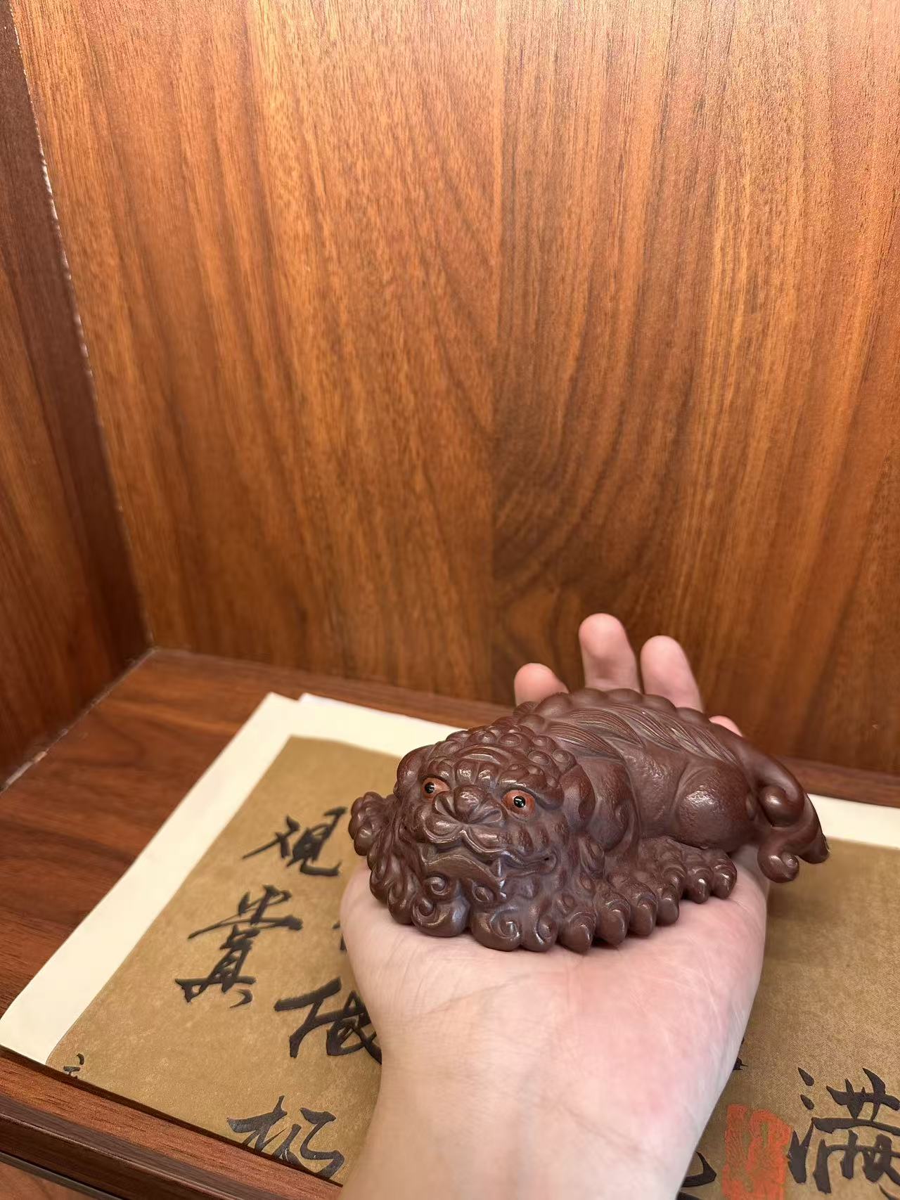 宜兴原矿紫泥狮子貔貅紫砂茶宠可养摆件茶玩茶道雕塑