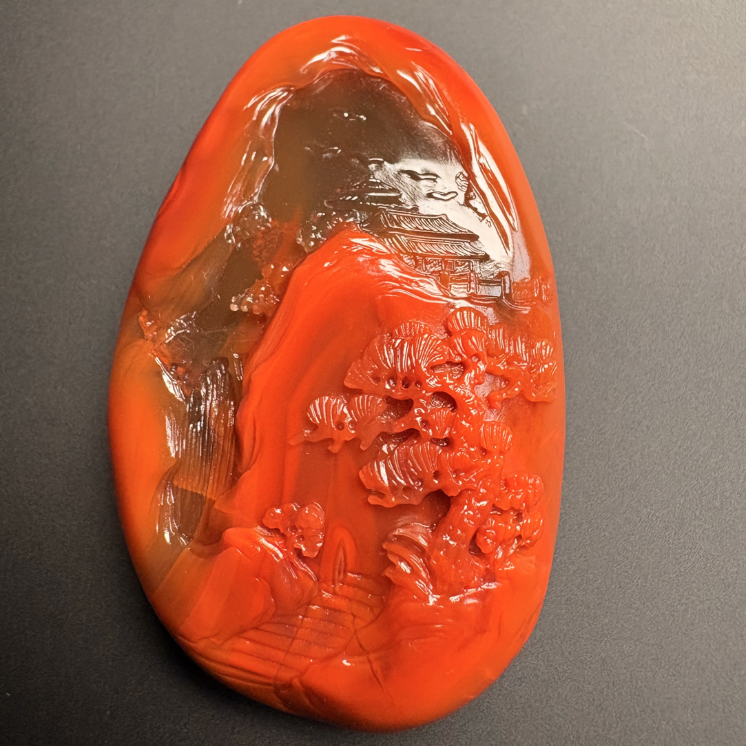 天然原矿南红玛瑙山水