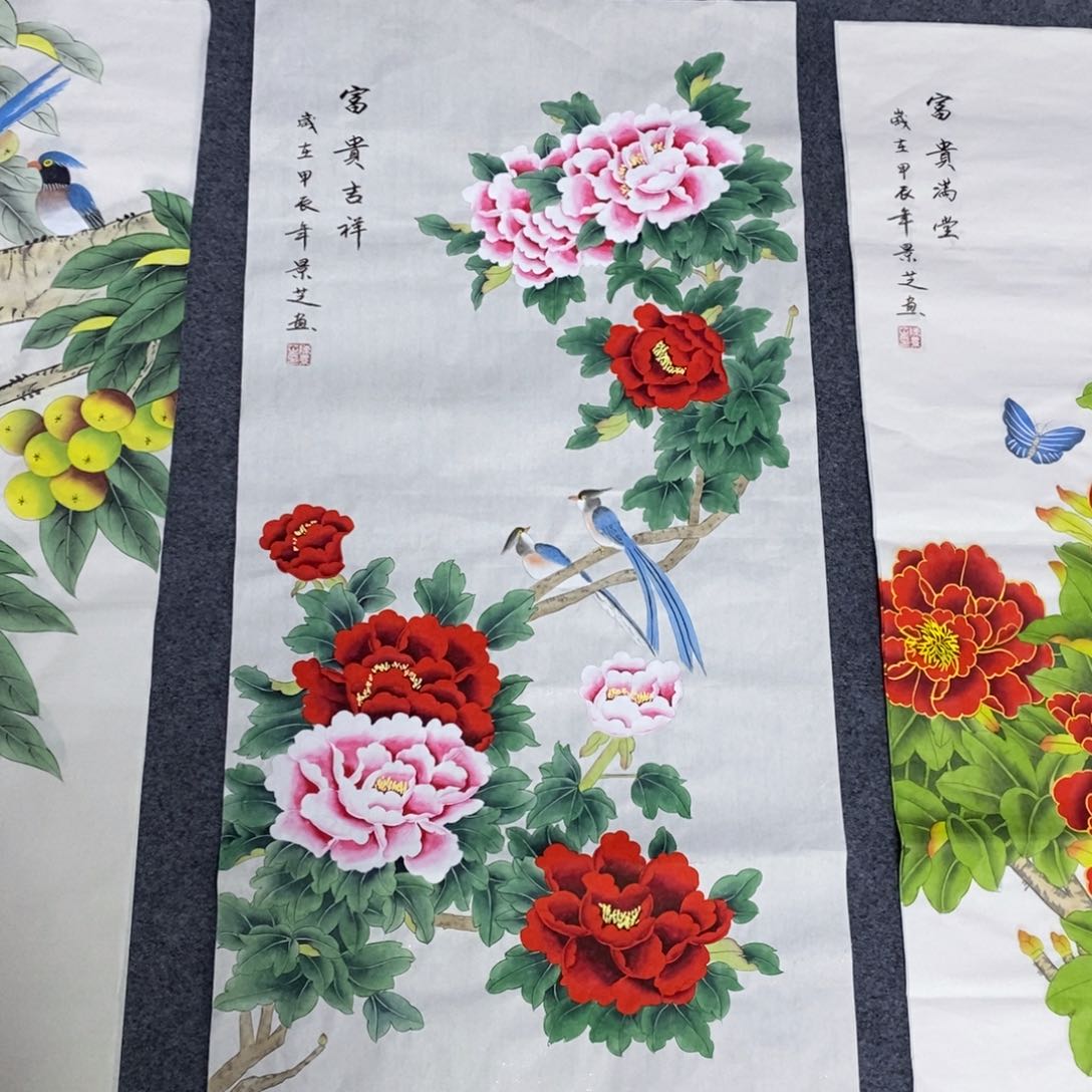 国画尺寸100✖️50三尺手绘工笔国画