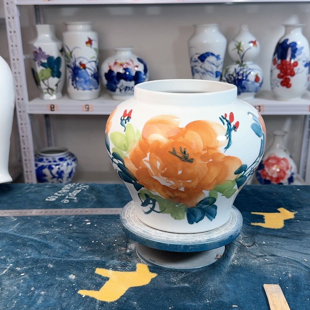 摆件景德镇陶瓷大口黄牡