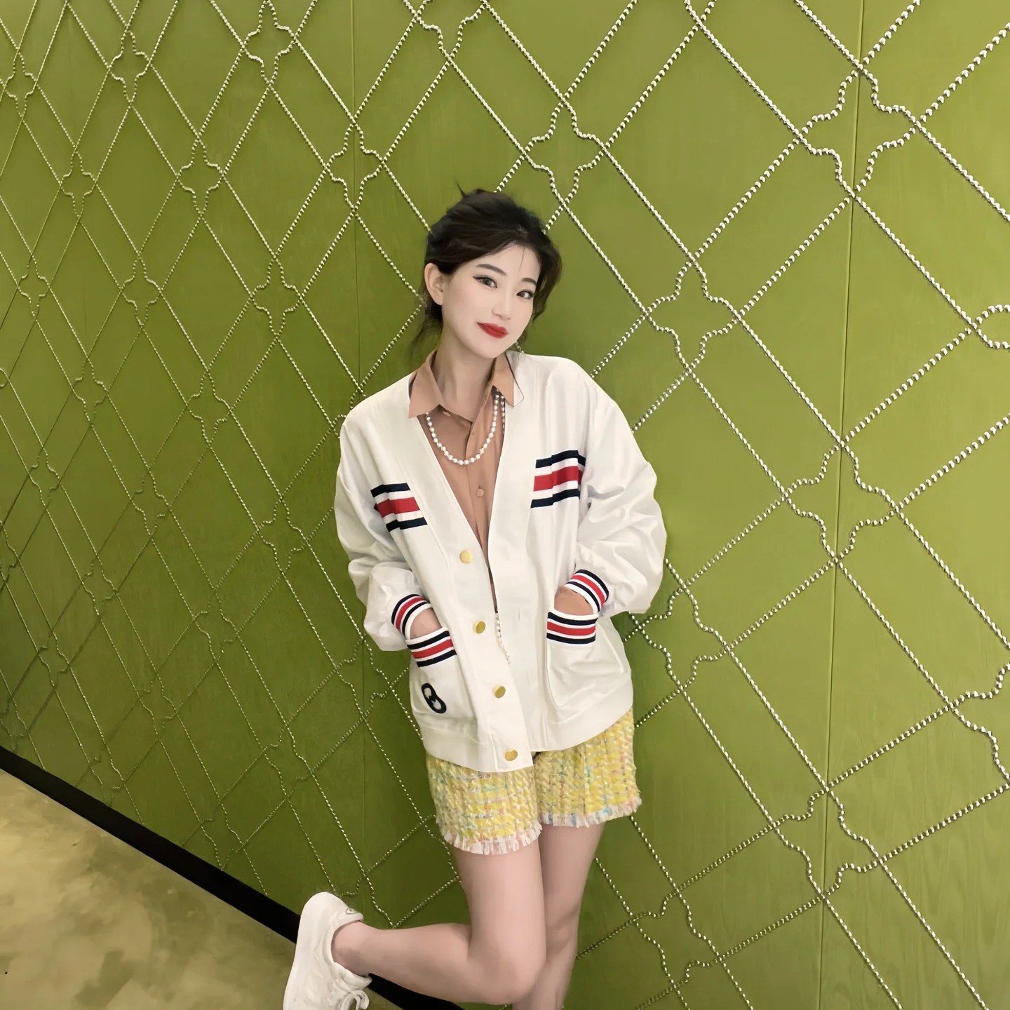 全新未使用 GUCCI/古驰 古驰 Gucci 暗纹满印双G条纹夹克外套 S码