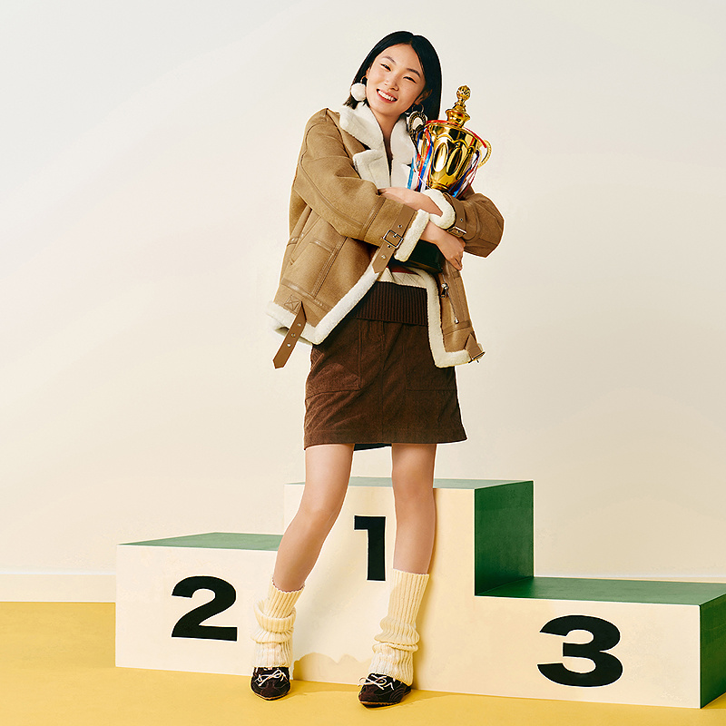 ToyzY24冬新款醋酸混纺灯芯绒美拉德A字短裙半身裙ZC34550050