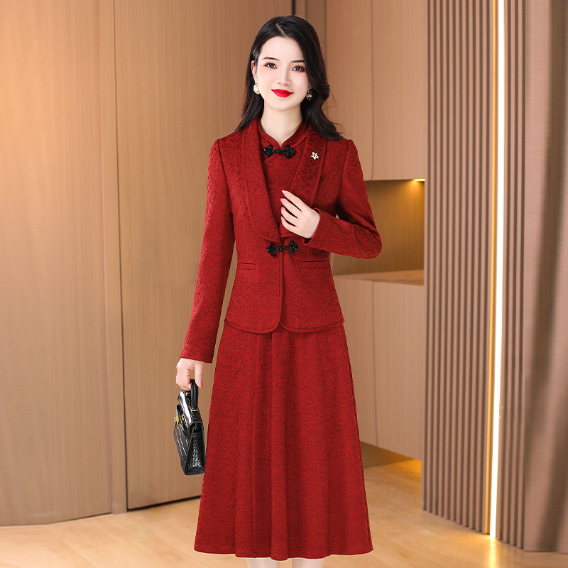 【两件套】24294梦晚春季优雅国风时尚大气休闲收腰显瘦套裙-ASJ