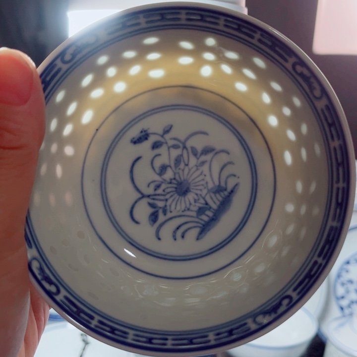 青花玲珑5寸饭碗兰花
