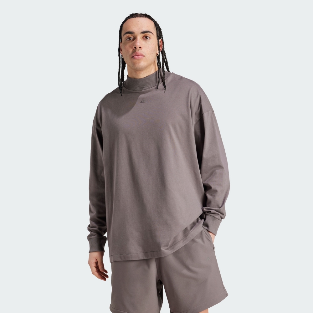 Adidas阿迪达斯【官方正品】男子纯棉宽松运动半高领长袖T恤IX1972