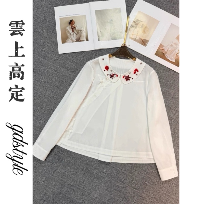 【宝石衬衫】早春新款娃娃领烫钻高级感衬衫