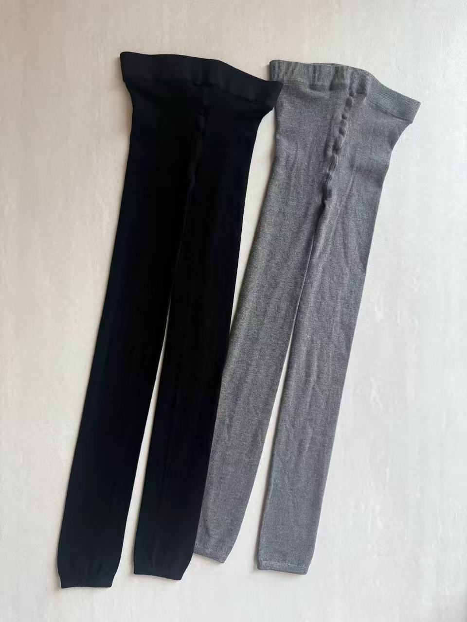 条纹自发热保暖成人竖条纹打底袜灰色弹力暖裤加绒