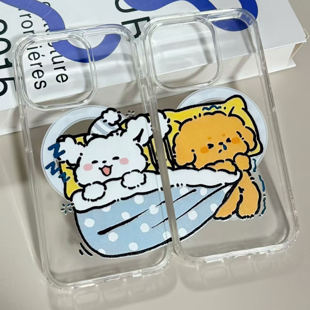 【亚克力磁吸】睡觉小狗情侣透明手机壳适用苹果16/15/14Promax防摔