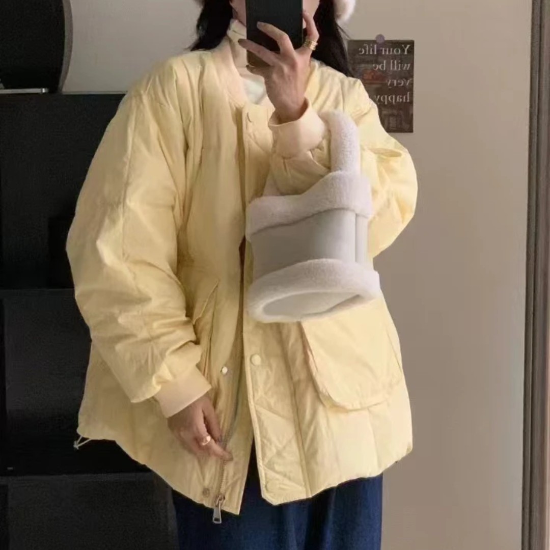 羽绒服厚款一等品防水连帽保暖立领女装宽松网红短款上衣百搭