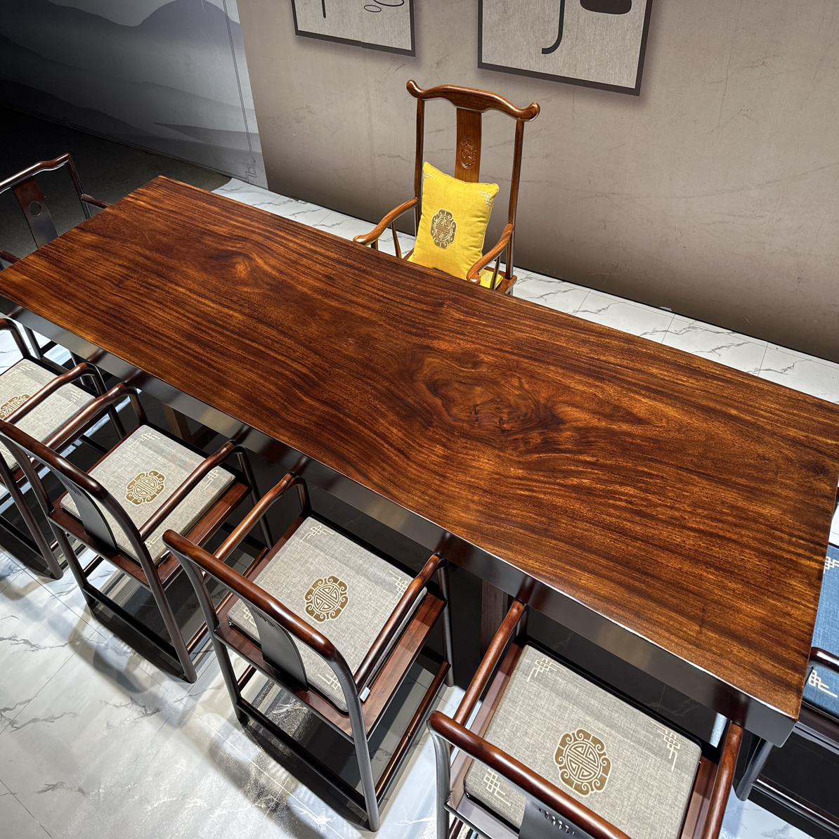 整套 330*102*10实木大板桌整板独板茶桌餐桌办公桌