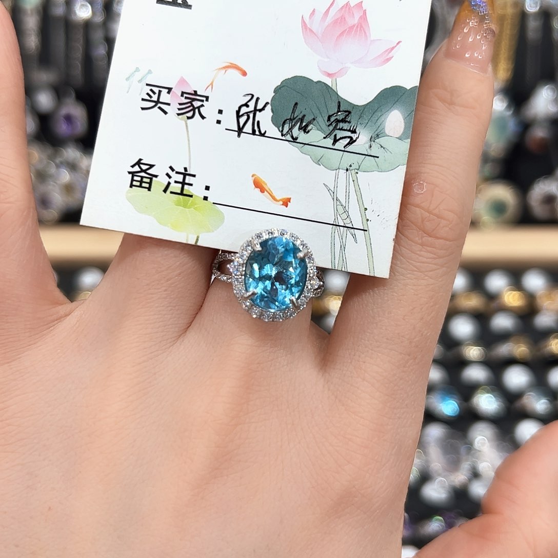 托帕石戒指银S925镶嵌张*容戒指