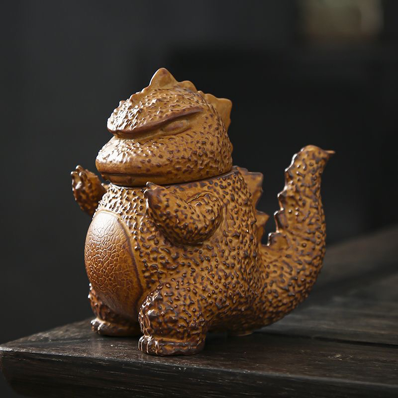 哥斯拉茶壶原矿创意可爱小恐龙功夫茶壶泡茶壶复古陶瓷家用高颜值