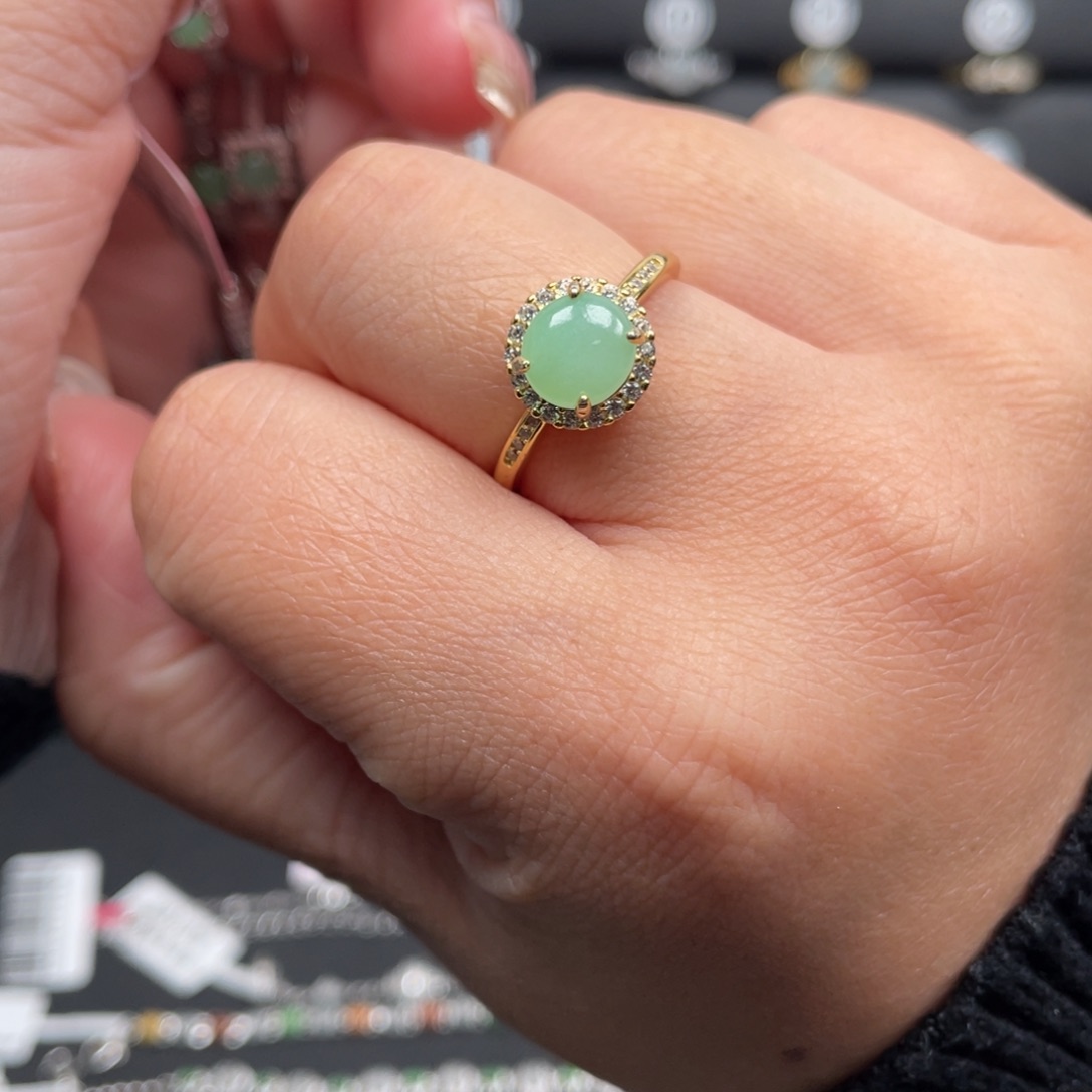 翡翠戒指银S925镶嵌戒指