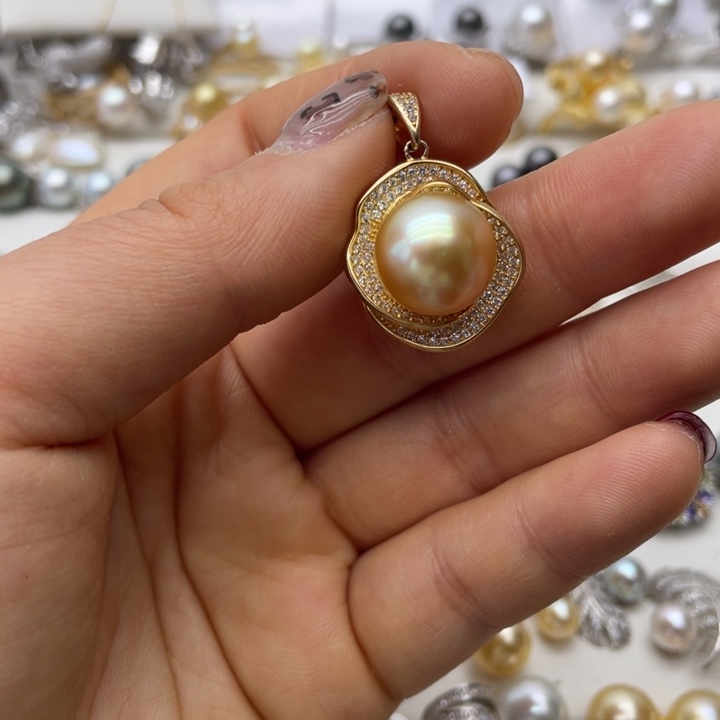 海水珍珠吊坠(不含链)银S925镶嵌
