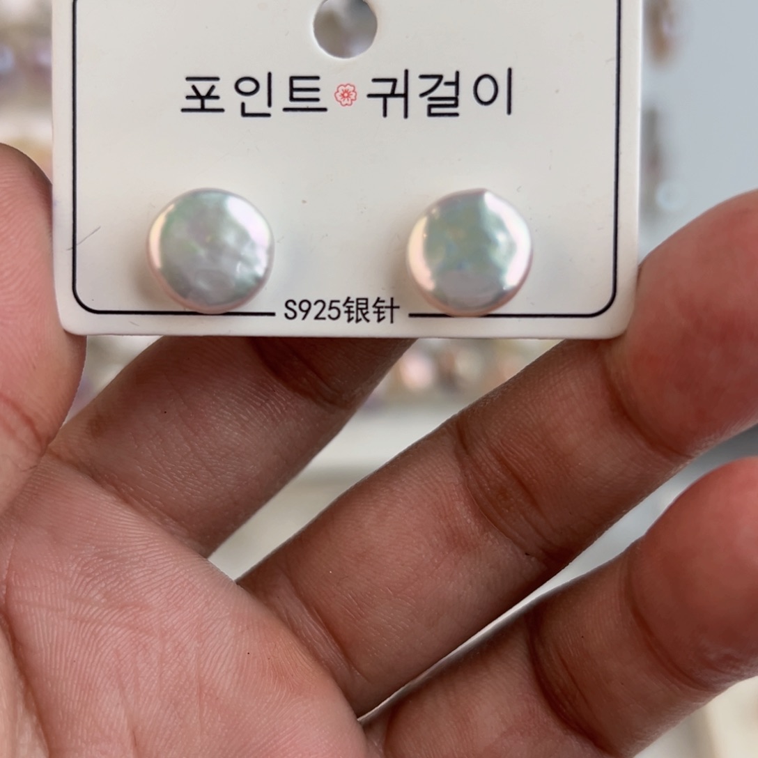 淡水珍珠耳饰银S925镶嵌