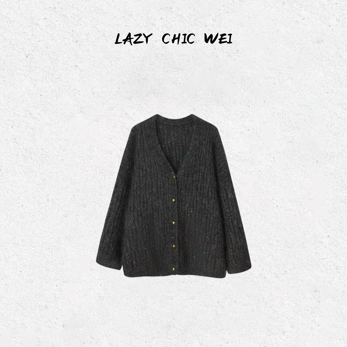 WEI“璀璨鎏金”南非进口100绵羊毛长毛初剪织毛衣外套2531SSW6021