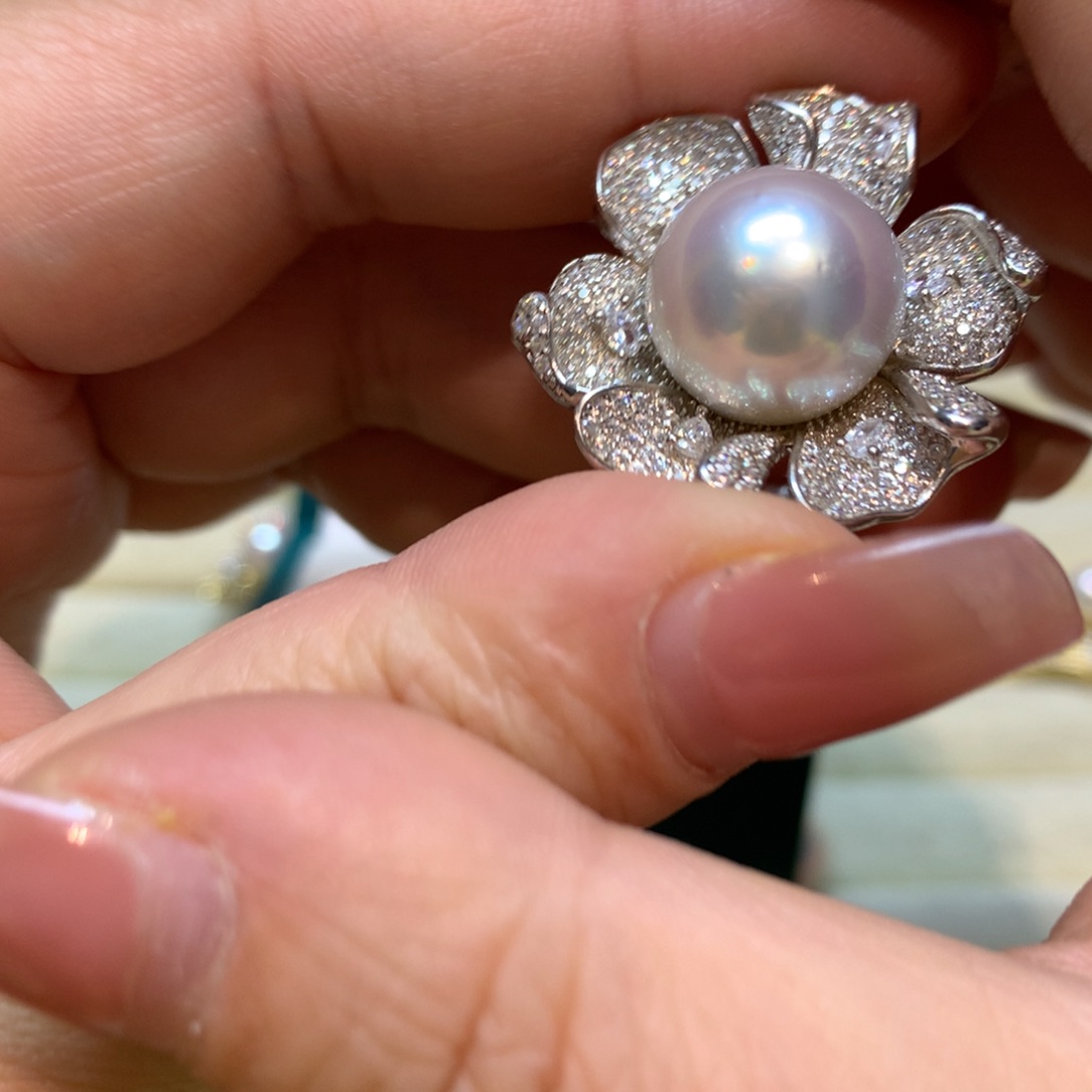 海水珍珠戒指银S925镶嵌