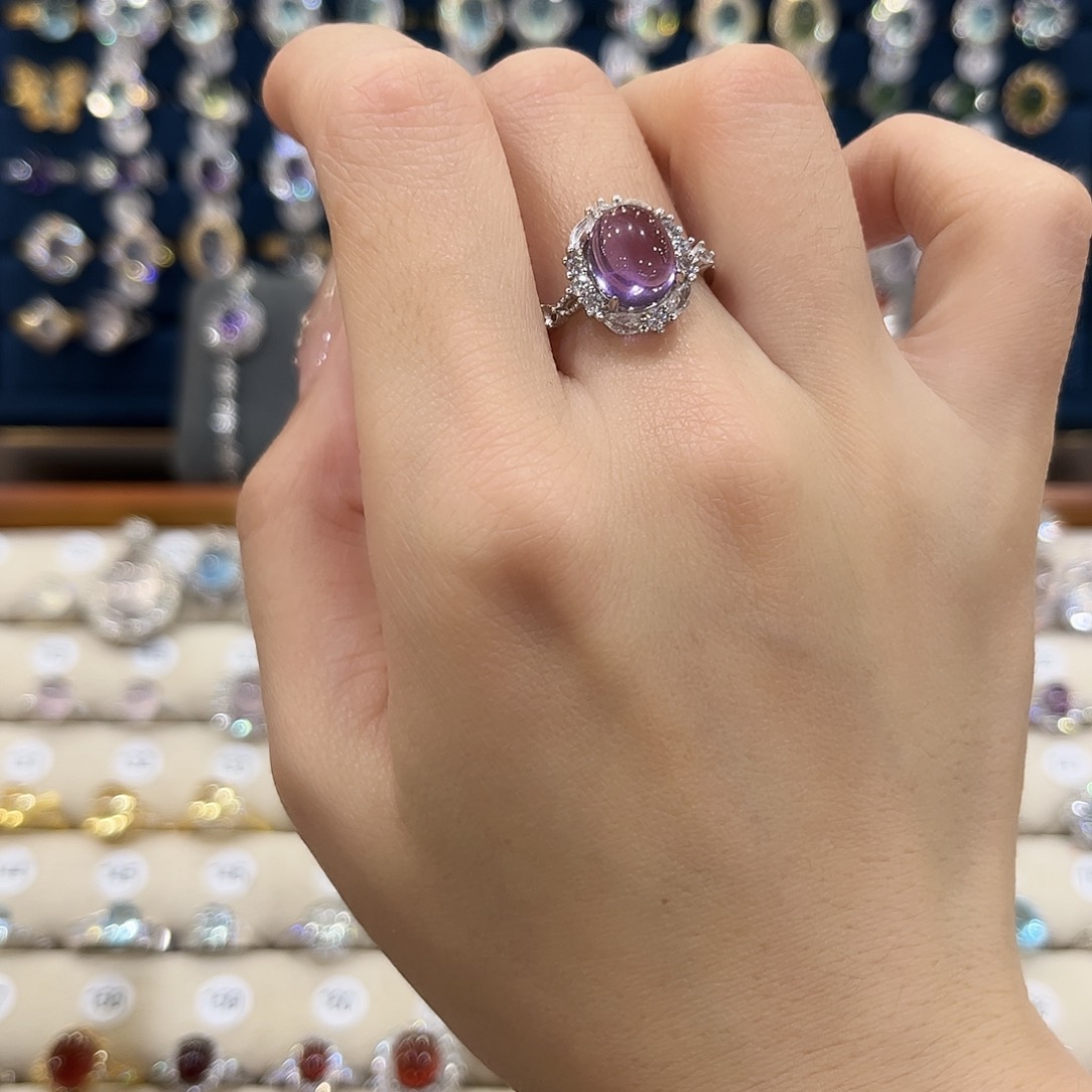 紫晶女款银S925镶嵌凌****猫戒指
