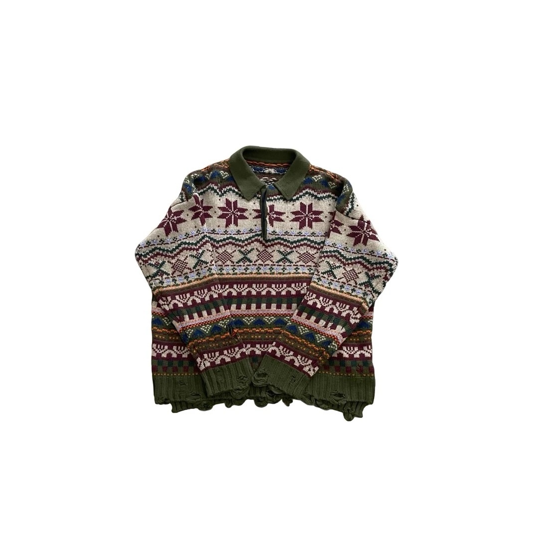 白乌鸦【树叶毛衣】设计师款7558慵懒风毛衣时尚潮牌