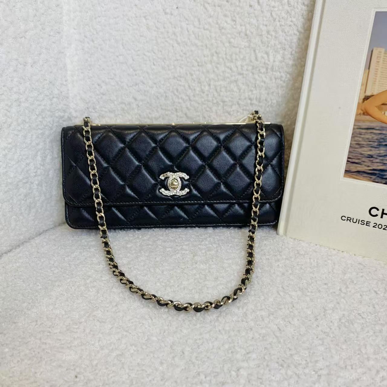 99新 Chanel/香奈儿 壹臻/24S黑金水钻trendy cc法棍包/84264422