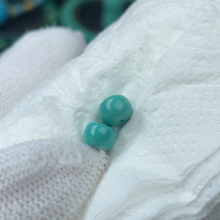 高瓷蓝绿色6mm老型一对福利