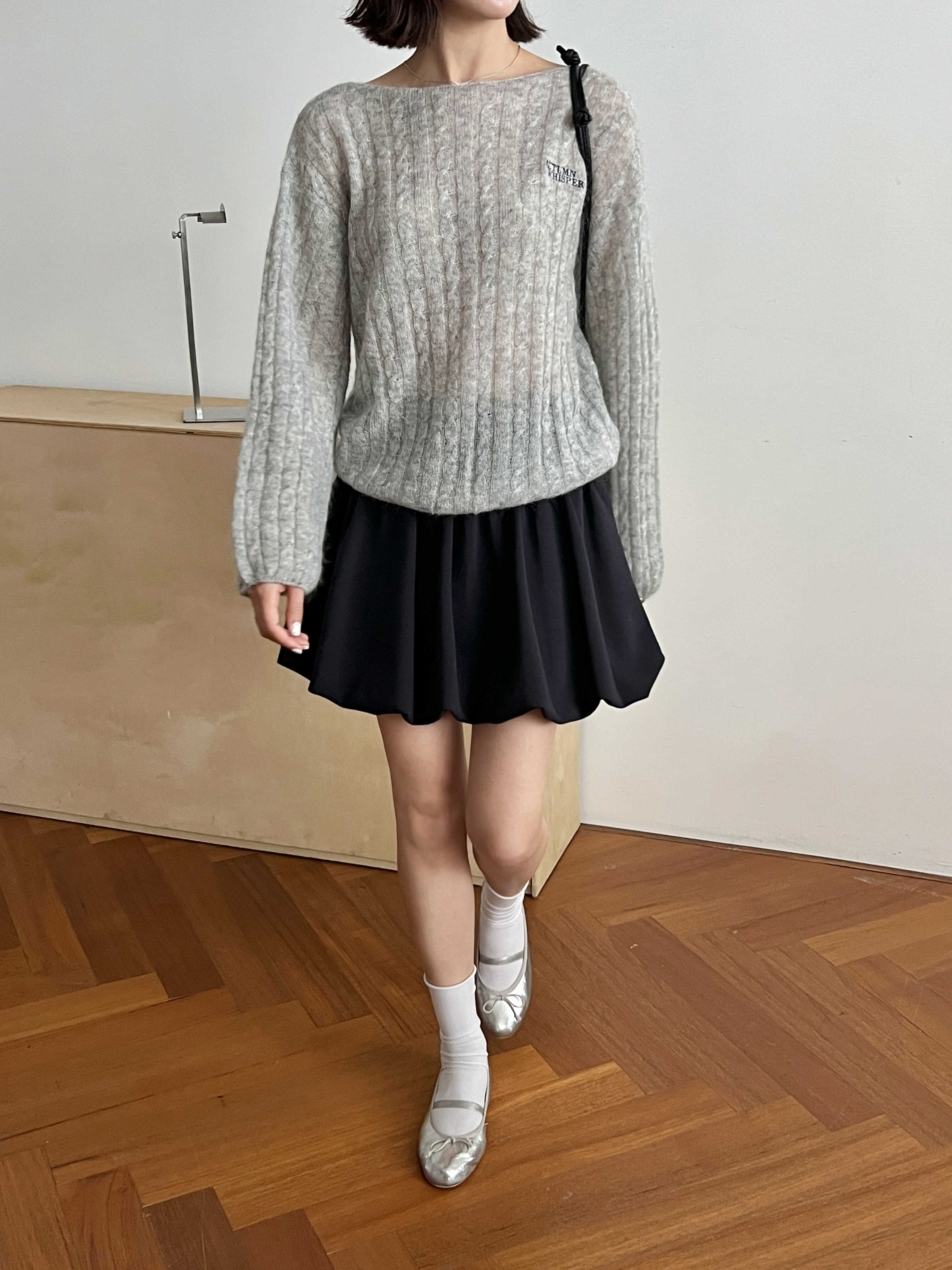 【素简】 轻柔马海毛针织套头衫女秋圆领微透羊毛长袖毛针织衫01716