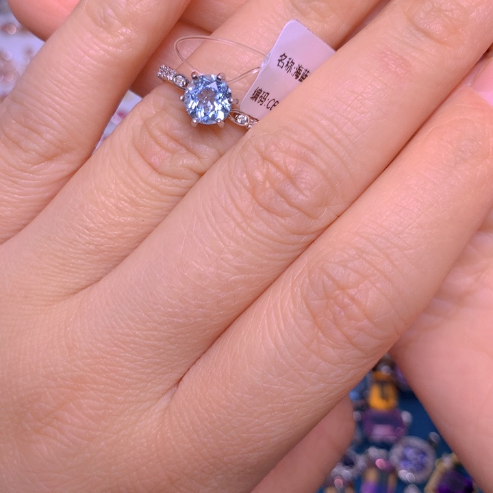 海蓝宝石戒圈银S925镶嵌