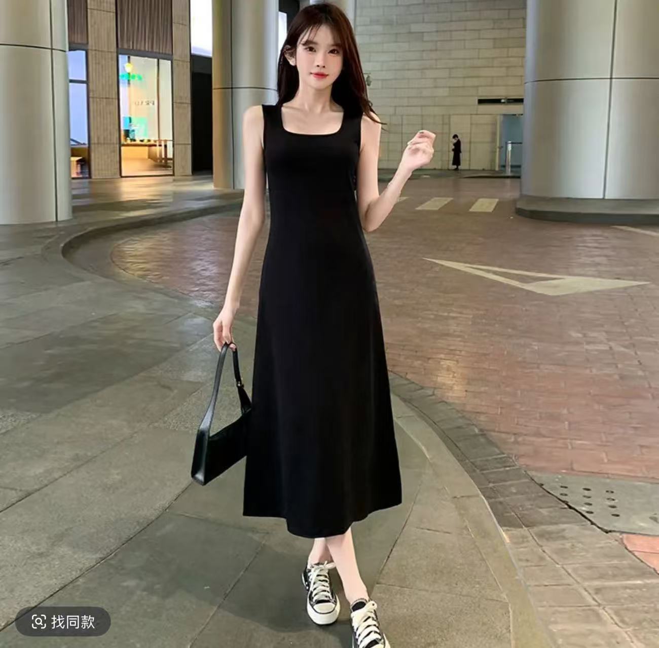 小众高级感女装连衣裙宽松慵懒风显瘦长裙气质打底背心裙