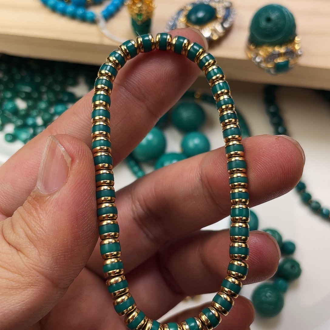 绿松石18K金镶嵌汉堡老型卡4.5