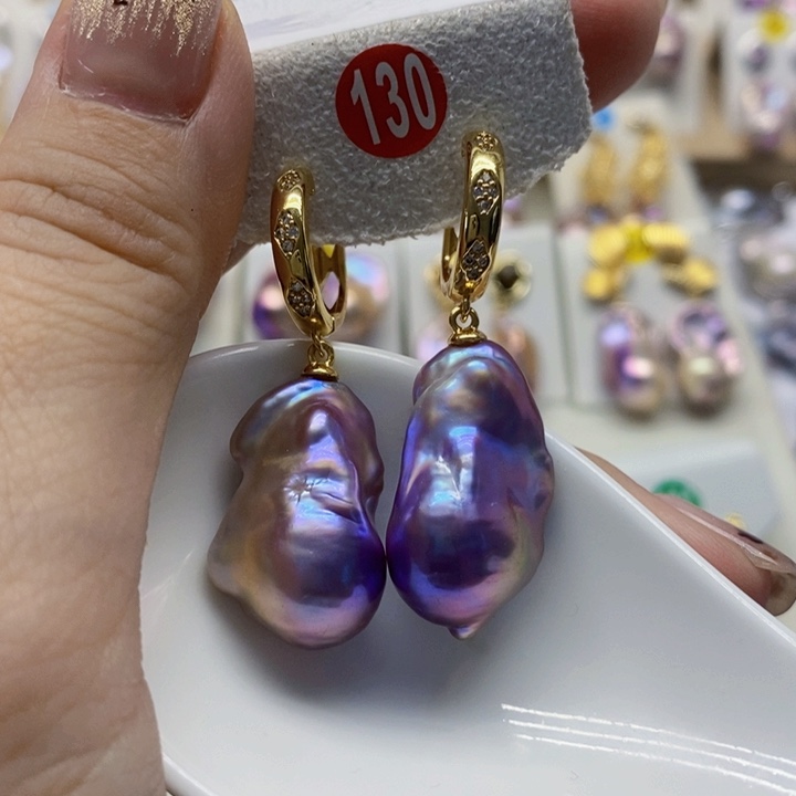 银S925镶嵌耳饰淡水珍珠