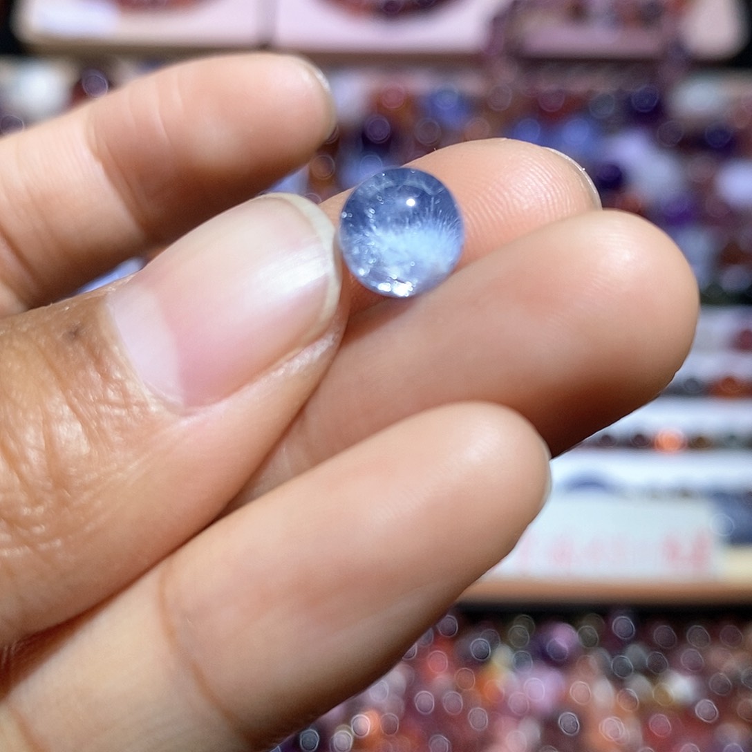 水晶蓝发晶单珠打孔不退未镶嵌桃**夭