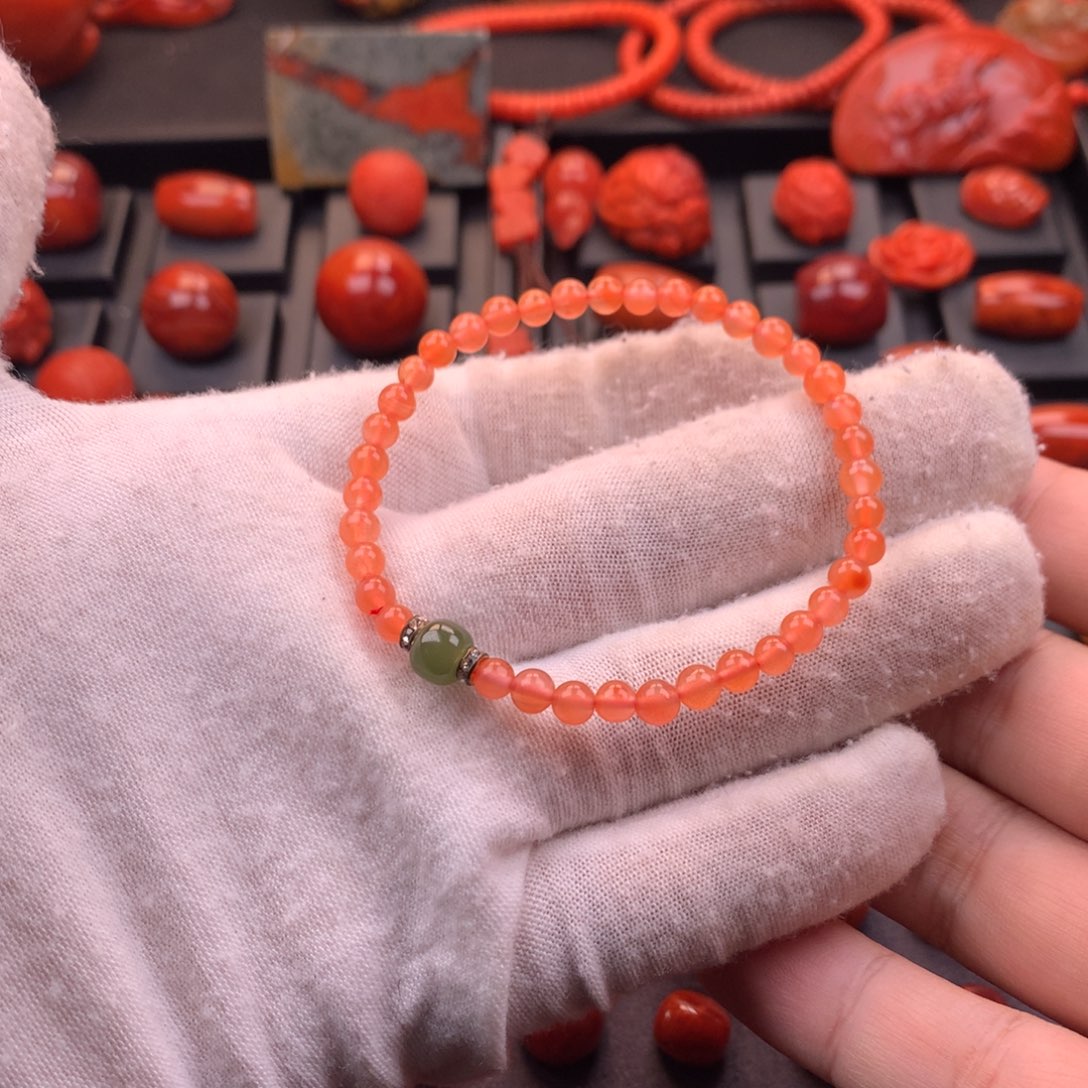 南红玛瑙未镶嵌冰红圆珠手串4.8mm（福利款点关注