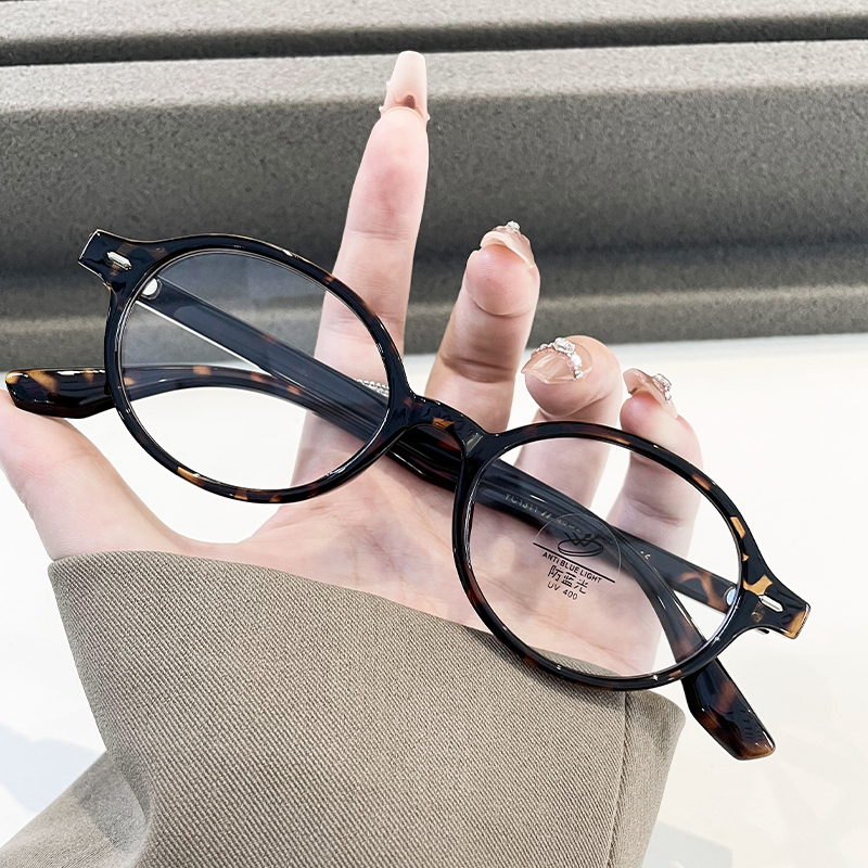 2025新款眼镜复古椭圆圈形眼镜张婧仪同款书呆子素颜防蓝光眼镜